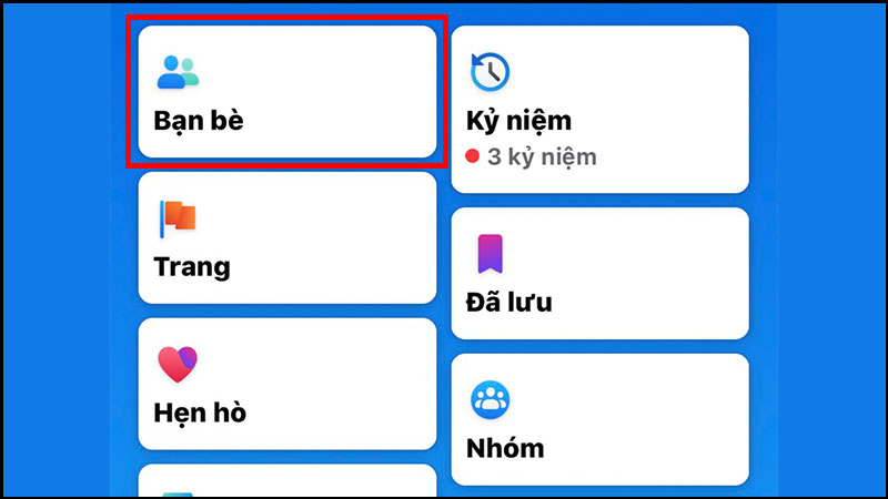 Chọn vào mục bạn bè